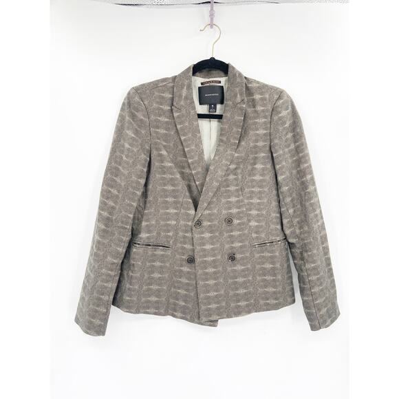 Maison Scotch Linen Cotton Blend Double Breasted Animal Print Blazer Jacket - Picture 1 of 5